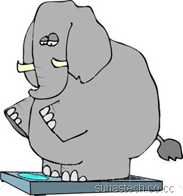 4551-Obese-Elephant-Standing-On-A-Weight-Scale-Clipart