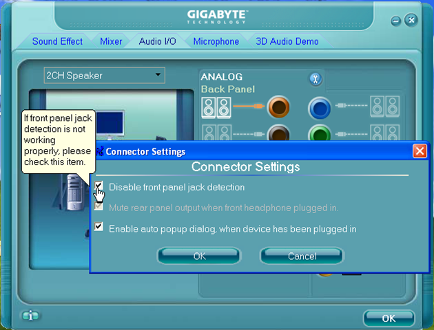 gigabyte realtek hd audio manager not popping up